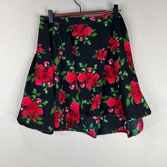 Hell Bunny‎ Women's Rose Flower Print A-Line Mini Skirt Multicolor Size L - Picture 1 of 11